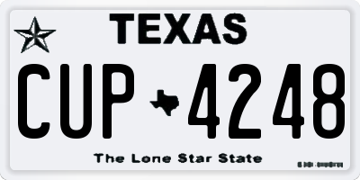 TX license plate CUP4248