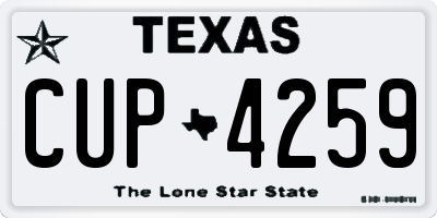 TX license plate CUP4259