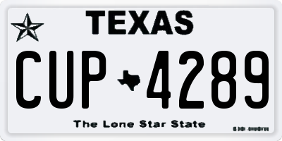 TX license plate CUP4289