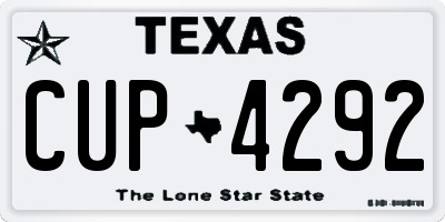 TX license plate CUP4292