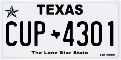TX license plate CUP4301