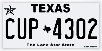 TX license plate CUP4302