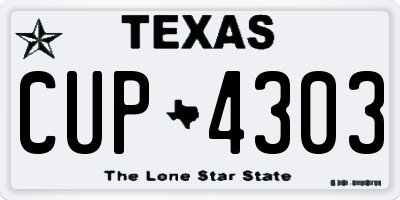 TX license plate CUP4303