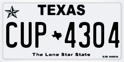TX license plate CUP4304