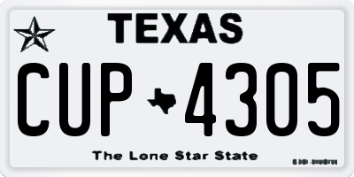 TX license plate CUP4305