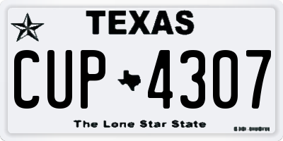 TX license plate CUP4307