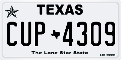 TX license plate CUP4309