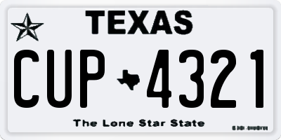 TX license plate CUP4321