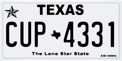 TX license plate CUP4331