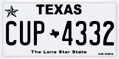 TX license plate CUP4332
