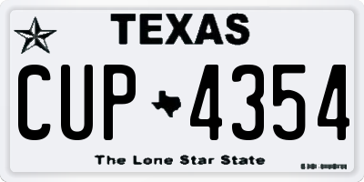 TX license plate CUP4354
