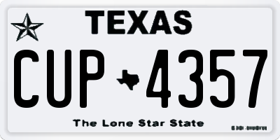 TX license plate CUP4357