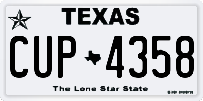 TX license plate CUP4358