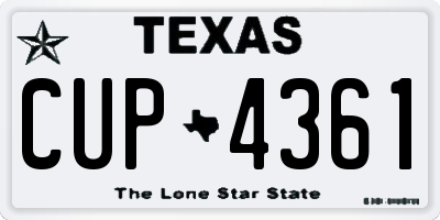 TX license plate CUP4361