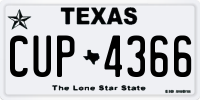TX license plate CUP4366