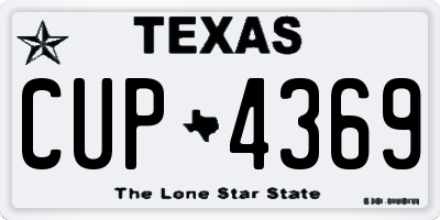 TX license plate CUP4369