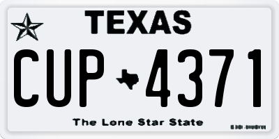 TX license plate CUP4371