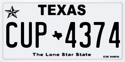 TX license plate CUP4374