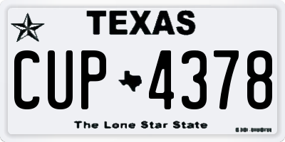 TX license plate CUP4378