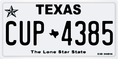 TX license plate CUP4385
