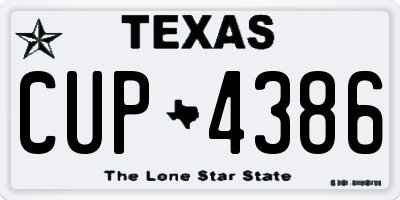 TX license plate CUP4386