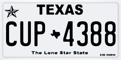 TX license plate CUP4388