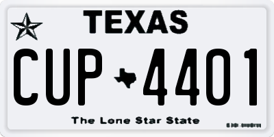 TX license plate CUP4401