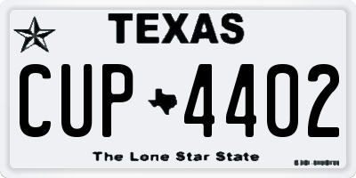 TX license plate CUP4402