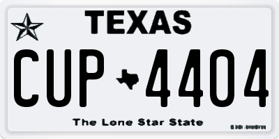 TX license plate CUP4404