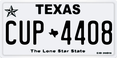 TX license plate CUP4408