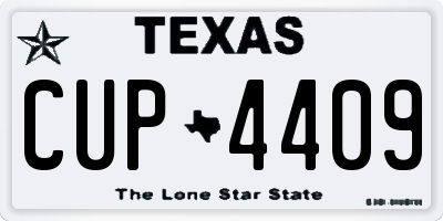 TX license plate CUP4409