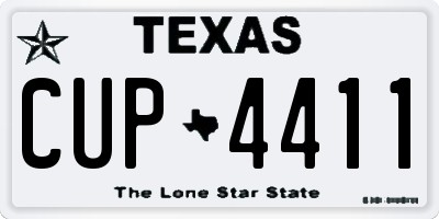 TX license plate CUP4411