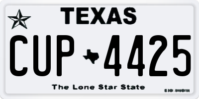 TX license plate CUP4425
