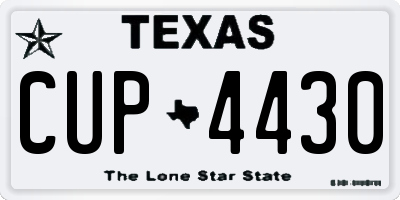 TX license plate CUP4430