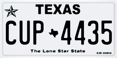 TX license plate CUP4435