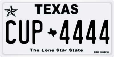 TX license plate CUP4444