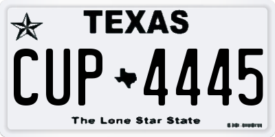 TX license plate CUP4445