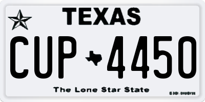 TX license plate CUP4450