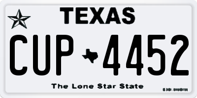 TX license plate CUP4452