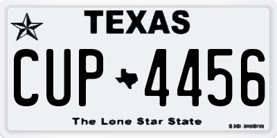 TX license plate CUP4456