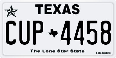 TX license plate CUP4458