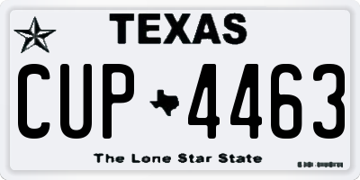 TX license plate CUP4463