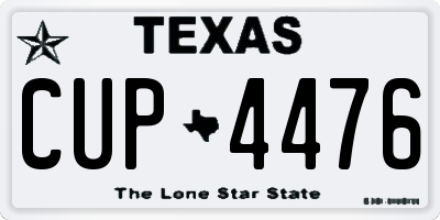 TX license plate CUP4476