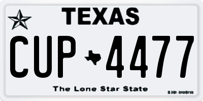 TX license plate CUP4477