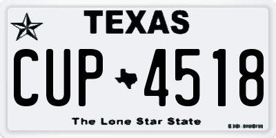 TX license plate CUP4518