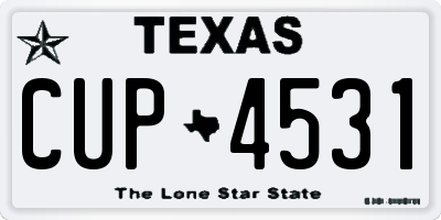 TX license plate CUP4531