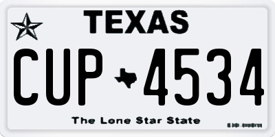 TX license plate CUP4534