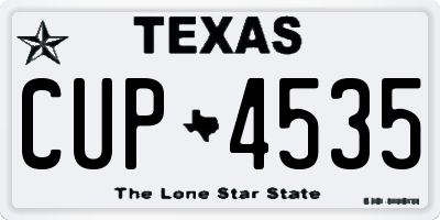 TX license plate CUP4535