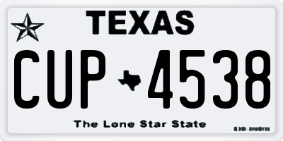 TX license plate CUP4538