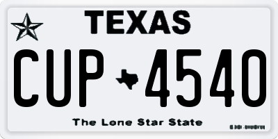 TX license plate CUP4540